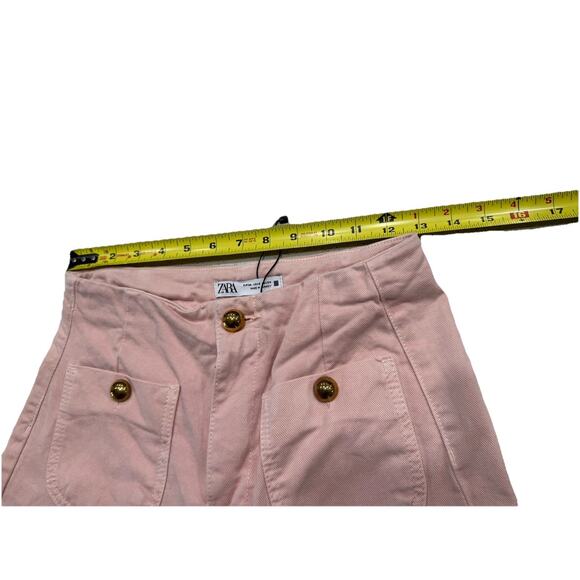 ZARA Wide Leg Cropped Pants Gold Button Detail Size 2 Elegant Chic Minimalist - Picture 3 of 9